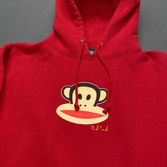Paul Frank Hoodie Sweatshirt Red Pullover Y2K Vintage Monkey Graphic Print - Picture 5 of 14